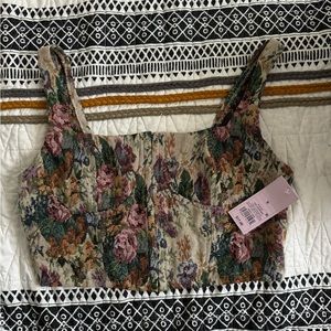 *NEVER WORN* Floral Jacquard Crop Top